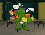  2022 alligator alligatorid anal anal_penetration animated animatronic anthro athletic athletic_anthro athletic_male back_muscles backsack balls bear bottomwear bottomwear_down breath breathing brown_body butt chubby_anthro chubby_male clawed_feet clawed_fingers claws claws_out clothed clothing crocodilian dialogue dialogue_box dialogue_with_sound_effects digital_media_(artwork) duo five_nights_at_freddy&#039;s five_nights_at_freddy&#039;s:_security_breach freddy_(fnaf) fur genitals glamrock_freddy_(fnaf) green_balls green_body green_scales locker locker_bench locker_room machine male male/male male_penetrated male_penetrating male_penetrating_male mammal markings montgomery_gator_(fnaf) nude orange_body orange_fur overweight overweight_anthro overweight_male pants pants_down partially_clothed pawpads paws penetration penis rear_view reptile robot scales scalie scottgames sex short_playtime slightly_chubby sound_effects spicyfish157 tail tail_markings tail_motion text toe_claws twitching 