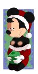  2022 absurd_res anthro areola bedroom_eyes breasts bunbunmuffins christmas christmas_clothing christmas_headwear clothing dated disney eyelashes female gift gloves handwear hat headgear headwear hi_res holidays looking_at_viewer mammal minnie_mouse mouse murid murine narrowed_eyes nipples rodent santa_hat seductive solo 