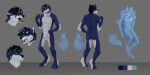  2:1 5_fingers anthro biped black_nose blue_body blue_eyes blue_fur butt canid canine canis fingers front_view fur ghost hair male mammal model_sheet mordorinka open_mouth rear_view smile solo spirit standing tongue tuft wolf 