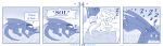  blue_and_white comic detailed_background dialogue dragon duo english_text featureless_chest featureless_crotch female feral flat_chested hi_res horn kobold larger_feral male monochrome size_difference smaller_female speech_bubble text vavacung wings 