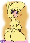  &lt;3 alpaca anthro big_butt blep butt camelid female fur hi_res looking_at_viewer looking_back looking_back_at_viewer mammal paprika_paca_(tfh) solo steelsoul them&#039;s_fightin&#039;_herds tongue tongue_out yellow_body yellow_fur 