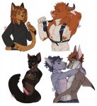  2019 anthro artist_logo black_eyes black_harness black_nipples black_sclera bovid bovine bridge_piercing brown_body brown_eyes brown_fur brown_hair cattle closed_smile clothing dated domestic_cat duo ear_piercing erection eye_contact facial_piercing felid feline felis female fish fur genitals glistening glistening_eyes grey_body grey_clothing grey_hoodie grey_topwear grin hair half-length_portrait harness head_tuft hi_res hoodie industrial_ladder_piercing industrial_piercing ladder_piercing logo looking_at_another looking_at_viewer male mammal marine mouth_closed multiple_images narrowed_eyes neutral_expression nipples nose_piercing nude orange_body orange_eyes orange_fur orange_hair penis piercing pink_nipples pink_penis portrait riorix shark short_hair simple_background smile solo species_request tapering_penis topwear tuft white_background 