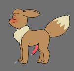  animal_genitalia animal_penis blush bodily_fluids brown_body brown_fur canine_penis digitigrade dripping eevee erection feral fur generation_1_pokemon genital_fluids genitals grey_background hi_res knot male mr.smile nintendo penis pent_up pokemon pokemon_(species) precum precum_drip quadruped signature simple_background solo sweat throbbing_knot throbbing_penis 