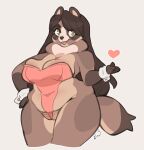  &lt;3 4_fingers anthro belly big_breasts black_nose breasts bri_(punkinbuu) brown_body brown_fur canid canine chest_tuft claws cleavage clothed clothing cuff_links digital_media_(artwork) fangs female fingers fur genitals green_eyes hair hand_on_hip hi_res leotard long_hair mammal navel navel_outline open_mouth open_smile penetration pink_clothing pink_leotard punkinbuu pussy raccoon_dog simple_background smile solo standing tan_body tan_fur tanuki teeth thick_thighs tongue topwear tuft white_background wide_hips 