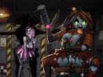  2022 animatronic ballora_(fnafsl) balls big_breasts blue_hair breasts clitoris clothed clothing crotchless_clothing digital_media_(artwork) dominant dominant_female female five_nights_at_freddy&#039;s genitals group hair hi_res human humanoid looking_at_another machine male male/female mammal metal_tongue null_and_void open_mouth orange_hair penetration pussy raised_clothing raised_topwear robot robot_humanoid scottgames scrap_baby_(fnaf) sharp_teeth sister_location size_difference spread_legs spreading tan_body teeth tongue tongue_out topwear torn_clothing trio vaginal vaginal_penetration voyeur 
