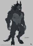  2022 abs anthro balls biceps big_penis bovid caprine caprine_demon chest_tuft demon evil_grin facial_hair fangs flaccid genitals goat_demon goatee grey_background hi_res hooves horn kupoklein male mammal mane muscular navel nipples pecs penis pubes shoulder_tuft simple_background smile solo standing teeth triceps tuft vein veiny_penis yellow_eyes 