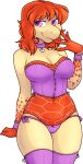  2018 alpha_channel anthro biped breasts cayes cleavage clothed clothing collar collar_tag digital_media_(artwork) female hair hi_res legwear looking_at_viewer orange_hair panties pink_clothing pink_collar pink_corset pink_eyes pink_legwear pink_panties pink_thigh_highs pink_underwear portrait reptile scalie shaded side-tie_panties simple_background solo standing thigh_highs three-quarter_portrait transparent_background turtle underwear zyira 