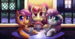  2012 apple_bloom_(mlp) beverage brown_eyes cutie_mark_crusaders_(mlp) digital_media_(artwork) digital_painting_(artwork) earth_pony equid equine eyelashes feral friendship_is_magic green_eyes group hair hasbro horn horse looking_at_viewer mammal mewball milkshake my_little_pony open_mouth open_smile orange_body pegasus pony purple_eyes purple_hair red_hair scootaloo_(mlp) smile smiling_at_viewer smoothie sweetie_belle_(mlp) trio unicorn white_body wings yellow_body young 