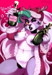 &lt;3 alcohol animatronic anthro areola beverage big_breasts big_hair black_lipstick black_nails blush breasts canid canine canis champagne champagne_bottle christmas christmas_clothing christmas_headwear clothed clothing colored_nails ear_piercing ear_ring eyeshadow facial_markings facial_piercing fake_horns female five_nights_at_freddy&#039;s five_nights_at_freddy&#039;s:_security_breach furtyap genitals green_highlights grey_body hair hat head_markings headgear headwear hi_res highlights_(coloring) holding_beverage holding_object holidays lips lipstick long_hair long_nails looking_at_viewer machine makeup mammal markings mostly_nude nails navel nipples nose_piercing nose_ring one_eye_closed open_clothing piercing purple_areola purple_eyeshadow purple_nipples pussy red_background ring_piercing robot roxanne_wolf_(fnaf) santa_hat scottgames sharp_nails simple_background solo text thick_lips thick_thighs white_body white_hair wide_hips wink winking_at_viewer wolf 