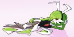  ambiguous_gender bunny_costume clothing costume fake_ears fake_rabbit_ears gardevoir generation_3_pokemon hi_res humanoid legwear lying nintendo on_side pantyhose pokemon pokemon_(species) pokemon_humanoid pokemorph rumielle solo 