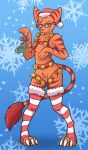  absurd_res anthro bell christmas christmas_clothing claws claws_out clothing dasoka hi_res holidays kevlar_(darkkevlar69) leggings legwear lombax male mammal mistletoe plant ratchet_and_clank solo sony_corporation sony_interactive_entertainment stockings toe_claws tongue tongue_out 