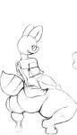  ambiguous_gender ant antay_(hevinsane) antennae_(anatomy) anthro arthropod big_butt butt clothed clothing feral hymenopteran insect looking_at_viewer shucks simple_background solo tail 