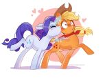  &lt;3 &lt;3_eyes 2023 anotherdeadrat applejack_(mlp) blonde_hair clothing cowboy_hat cutie_mark digital_drawing_(artwork) digital_media_(artwork) earth_pony equid equine female female/female feral friendship_is_magic hair hasbro hat headgear headwear hooves horn horse kerchief kissing kissing_cheek magic mammal my_little_pony neckerchief orange_body pony purple_hair purple_tail quadruped raised_hoof rarity_(mlp) red_kerchief red_neckerchief simple_background surprise_kiss tail toony unicorn white_background 