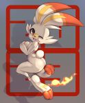  anthro breasts butt female generation_8_pokemon hi_res hitmanatee looking_at_viewer looking_back looking_back_at_viewer nintendo one_eye_closed pokemon pokemon_(species) scorbunny solo wink 
