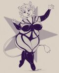  4:5 anthro black_outfit boots chubby_female clothing costume dancing felid feline female footwear generation_3_pokemon goth gwen_the_skitty_(candygurl) happy kaylii lizzo mammal nintendo pokemon pokemon_(species) skitty solo 