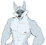  abs anthro canid canine canis death_(puss_in_boots) hi_res jrjresq male mammal muscular muscular_male pecs red_eyes simple_background solo white_background wolf 