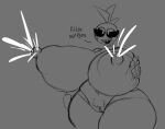  absurd_res animatronic anthro areola avian beakless big_breasts bird black_sclera bodily_fluids breast_grab breasts chicken cumlord dialogue eyelashes female five_nights_at_freddy&#039;s five_nights_at_freddy&#039;s_2 galliform gallus_(genus) genitals grey_background hand_on_breast head_feathers head_tuft hi_res huge_breasts hyper hyper_breasts inverted_nipples lactating machine milk monochrome navel nipples nude open_mouth phasianid pubes pussy robot rosy_cheeks scottgames sharp_teeth simple_background solo teeth text thick_thighs toy_chica_(fnaf) tuft wide_hips 