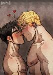  2boys bad_id bad_tumblr_id bara black_hair blonde_hair blush chest_hair completely_nude couple cris_art facial_hair from_side heart hulkling imminent_kiss long_sideburns male_focus marvel mature_male multiple_boys muscular muscular_male nipples nude pectorals short_hair sideburns stubble thick_eyebrows wiccan yaoi 