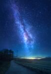  highres milky_way mks night night_sky no_humans original outdoors power_lines road scenery sky star_(sky) starry_sky utility_pole 