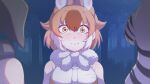  absurdres african_elephant_(kemono_friends) animal_ears animal_print breasts commentary crying crying_with_eyes_open dhole_(kemono_friends) dog_ears dog_girl dress elephant_ears elephant_girl extra_ears forest fur_collar gm_(ggommu) highres kemono_friends kemono_friends_3 large_breasts multicolored_hair nature orange_eyes orange_hair plains_zebra_(kemono_friends) sleeveless sleeveless_dress spoilers tears two-tone_hair white_hair zebra_ears zebra_girl zebra_print 