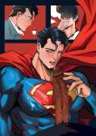  ... 2boys after_fellatio bara black_hair blue_bodysuit blush bodysuit cape clark_kent covered_eyes cum cum_on_boy dc_comics doufujintianxianle erection facial glasses hair_over_eyes highres large_pectorals male_focus multiple_boys muscular muscular_male pectorals penis red_cape short_hair smile superman superman_(series) teeth tongue tongue_out yaoi 