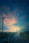  cloud crescent crescent_moon gradient_sky highres horizon mks moon nature night night_sky no_humans original outdoors power_lines road scenery sky sunrise twilight 