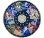  6+boys aqua_eyes aragami_oga arurandeisu astel_leda black_hair blonde_hair blue_eyes blue_hair character_name circle_formation copyright_name dark-skinned_male dark_skin eye_focus eyepatch glasses green_eyes grey_eyes grey_hair hair_between_eyes hair_ornament hairclip hanasaki_miyabi highres holostars kageyama_shien kanade_izuru kishido_temma lightning_bolt_hair_ornament lightning_bolt_symbol looking_at_viewer looking_up male_focus miyukiyo mole mole_under_eye multicolored_hair multiple_boys orange_hair pink_hair purple_eyes red_hair rikka_(holostars) sky star_(sky) star_(symbol) star_trail starry_sky streaked_hair two-tone_hair virtual_youtuber wavy_hair white_background white_hair yellow_eyes yukoku_roberu 