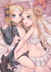  2girls abigail_williams_(fate) abigail_williams_(swimsuit_foreigner)_(fate) abigail_williams_(swimsuit_foreigner)_(third_ascension)_(fate) abigail_williams_(traveling_outfit)_(fate) ass bandaid bandaid_on_face bandaid_on_forehead bangs bare_shoulders bikini black_bow black_cat black_jacket black_panties blonde_hair blue_eyes blush bow braid breasts cat crossed_bandaids dual_persona fate/grand_order fate_(series) forehead galbany_(tsgororin) grin hair_bow hair_bun hair_rings high_collar highres jacket long_hair long_sleeves looking_at_viewer looking_back miniskirt multiple_girls navel open_clothes open_jacket open_mouth orange_belt orange_bow panties parted_bangs polka_dot polka_dot_bow sidelocks skirt sleeves_past_fingers sleeves_past_wrists small_breasts smile stuffed_animal stuffed_toy swimsuit teddy_bear thighs twin_braids twintails underwear very_long_hair white_bikini white_bow 