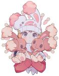 1girl animal_ears beanie black_hair blush buneary carrot carrot_hair_ornament coat dawn_(pokemon) fake_animal_ears food-themed_hair_ornament grey_eyes hair_ornament hairclip hat highres long_hair looking_at_viewer oharu-chan poke_ball_print pokemon pokemon_(game) pokemon_dppt rabbit rabbit_ears red_coat scarf simple_background solo symbol-shaped_pupils upper_body white_background white_headwear white_scarf 