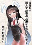  1girl absurdres animal_ears arms_behind_back black_eyes black_hair breasts chinese_zodiac commentary_request detached_collar fake_animal_ears highres long_hair oekaki original partial_commentary playboy_bunny small_breasts une_back very_long_hair year_of_the_rabbit 