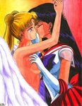  bishoujo_senshi_sailor_moon bishoujo_senshi_sailor_moon_sailor_stars eternal_sailor_moon hino_rei kiss lowres sailor_mars sailor_moon tears topless tsukino_usagi wings yuri 