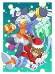  ashe blue_eyes blue_hair brown_hair capcom green_eyes long_hair rockman rockman_zx shigehiro_(artist) smile vent wink 