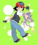  black_hair blue_eyes boy child hat pokemon satoshi_(pokemon) 
