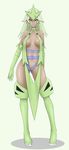  bad_id bad_pixiv_id breasts dark_skin emukon gen_2_pokemon highres large_breasts personification pokemon scar solo tyranitar 