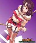  arms_behind_back bare_knuckle bdsm belt blaze_fielding blush bondage boots bound brown_eyes brown_hair crotch_rope erect_nipples mole open_mouth rope saliva shinama streets_of_rage thighhighs 