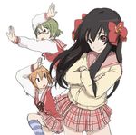  3girls comedy crossed_arms funny hyuuga_kizuna minamoto_chikaru multiple_girls natsume_remon pose smirk strawberry_panic strawberry_panic! 