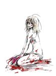  1girl blood claws left_4_dead red_eyes silver_hair sitting solo torn_clothes white_hair witch_(left4dead) 