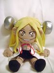  blonde_hair brown_eyes electrodes franken_fran frankenfran_(manga) glasgow_smile labcoat madaraki_fran photo plush skirt stuffed_toy 