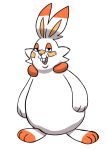  2019 absurd_res ambiguous_gender big_chungus buckteeth cheek_tuft colodraws dipstick_ears front_view half-closed_eyes hi_res lagomorph mammal meme nintendo nude open_mouth open_smile overweight pok&eacute;mon pok&eacute;mon_(species) scorbunny simple_background smile solo standing teeth toeless_(marking) tuft video_games white_background why 