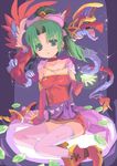  1girl blue_eyes cape detached_sleeves earrings female final_fantasy final_fantasy_vi green_hair jewelry long_hair pink_ribbon ponytail ribbon rudolph_(artist) rudorufu sitting solo thighhighs tina_branford 