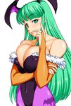  blush breasts capcom cleavage highres kawanuma_uotsuri morrigan_aensland nipples smile vampire_(game) 