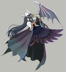  1boy 1girl black_hair blindfold cape dress esper female final_fantasy final_fantasy_xii highres long_hair male skill skull undo wings zalera 