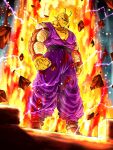  1boy antennae aura dougi dragon_ball dragon_ball_super dragon_ball_super_super_hero electricity frown highres male_focus muscular muscular_male orange_piccolo piccolo pointy_ears rock solo wai_(y48754085) 