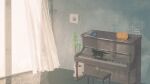 animal black_cat cat curtains highres indoors instrument no_humans nothingblues_yuki on_piano orange_cat original piano plant scenery window 