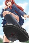  blood chijinda_you crushing death giant giantess kneehighs looking_down non-web_source ochiko red_hair school_uniform shoe_soles shukushou_gakuen smug socks upskirt vice_director_(shukushou_gakuen) 