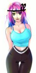  1girl artist_request camisole copyright_request hairband multicolored_hair non-web_source pants parakadina_chan solo standing yoga_pants 