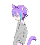  animal_ears cat_boy cat_ears cat_tail hk_(wgyz7222) kamishiro_rui long_sleeves multicolored_hair project_sekai streaked_hair tail tongue tongue_out white_background yellow_eyes 