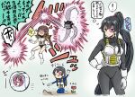  4girls abyssal_ship agano_(kancolle) black_hair character_request commentary_request commission cosplay dragon_ball dragon_ball_z enemy_naval_mine_(kancolle) flower gloves kakincho kantai_collection long_hair multiple_girls nappa nappa_(cosplay) noshiro_(kancolle) pink-tinted_eyewear ponytail red-tinted_eyewear saiyan saiyan_armor sakawa_(kancolle) scouter scrunchie spacecraft teeth tentacles tinted_eyewear translation_request vegeta vegeta_(cosplay) white_gloves yahagi_(kancolle) 