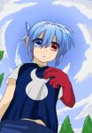  1boy absurdres from_below hand_on_own_chest highres navel puyopuyo sig_(puyopuyo) theretrogirl 