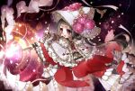  1girl black_hair dress duplicate flower frilled_dress frills magic mamaloni non-web_source rose solo witch 